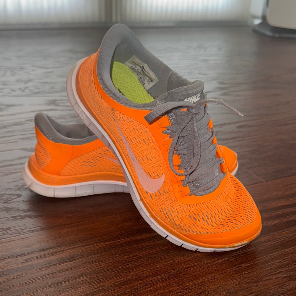 Nike Bright Orange and Gray Sneakers